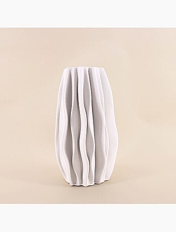 Vase alvéolé en céramique blanche 3D, H30cm