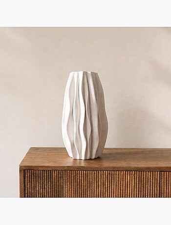 Vase alvéolé en céramique blanche 3D, H30cm