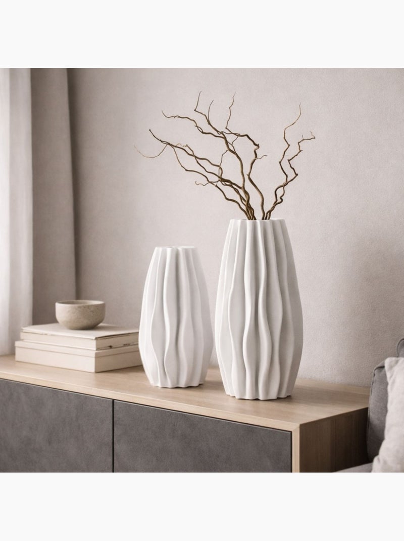 Vase alvéolé en céramique blanche 3D, H30cm Blanc - Kiabi