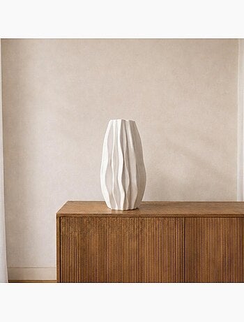 Vase alvéolé en céramique blanche, H37cm