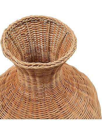 Vase amphore tressé en rotin sur structure fonte MELIA
