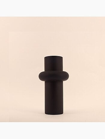 Vase anneau en verre noir, H20cm