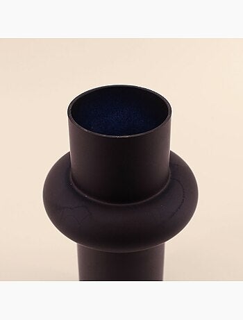 Vase anneau en verre noir, H20cm