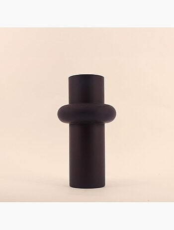 Vase anneau en verre noir, H31cm