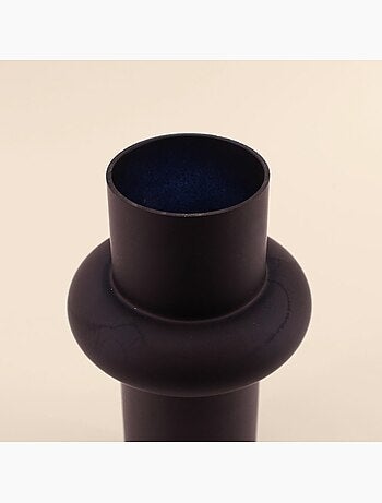 Vase anneau en verre noir, H31cm