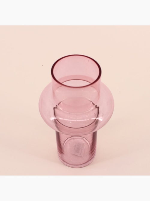 Vase anneau en verre rose clair 20cm - Kiabi