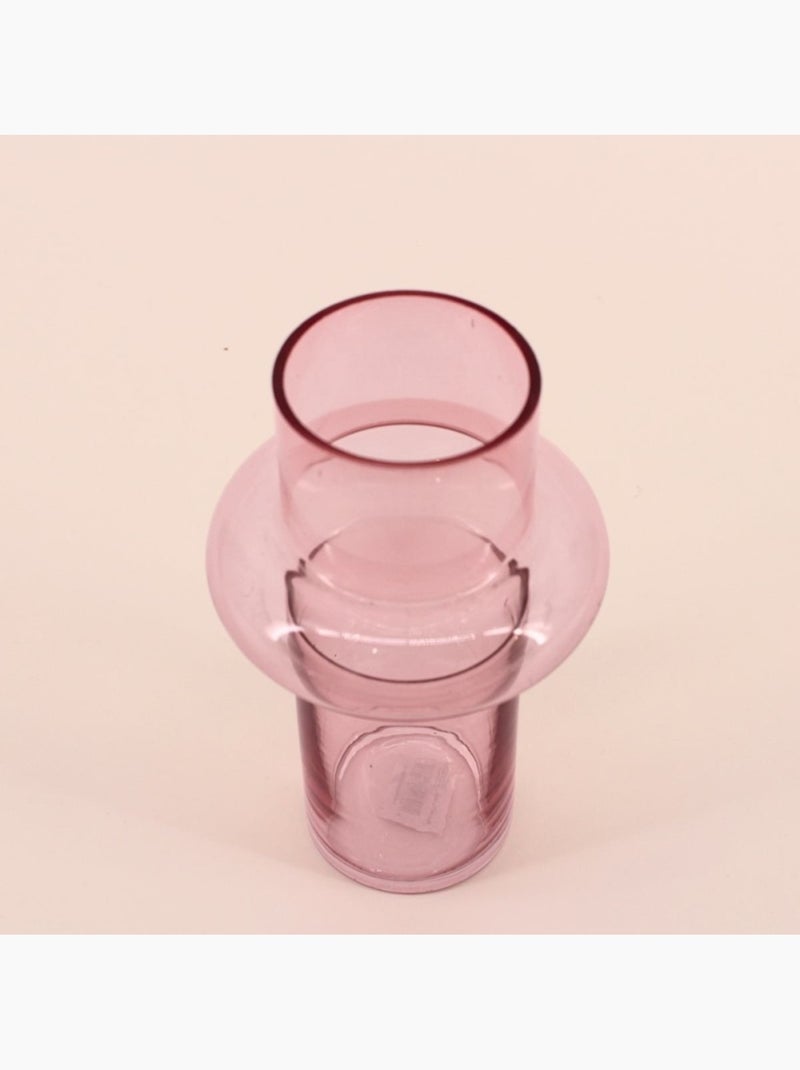 Vase anneau en verre rose clair 20cm Rose - Kiabi