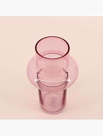 Vase anneau en verre rose clair, H20cm