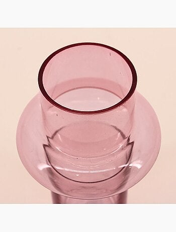 Vase anneau en verre rose clair, H20cm