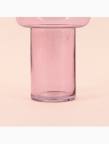 Vase anneau en verre rose clair, H20cm