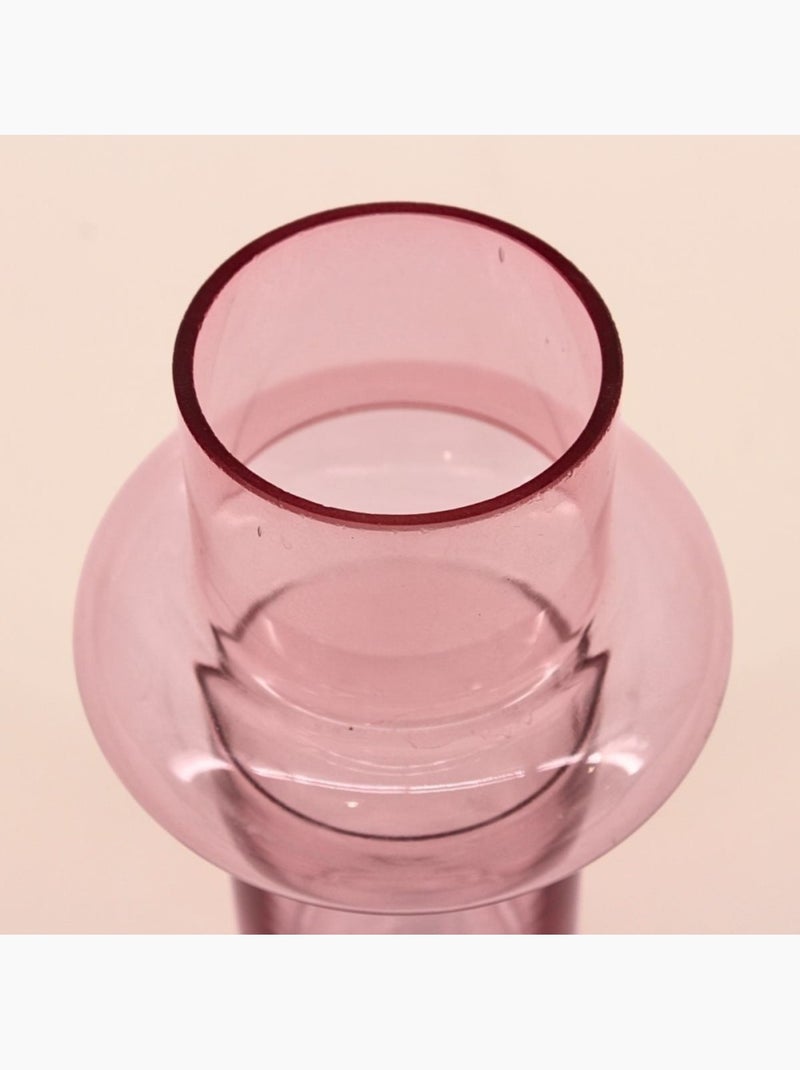 Vase anneau en verre rose clair, H20cm Rose - Kiabi