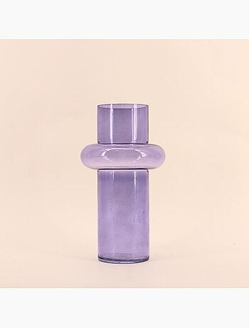 Vase anneau en verre violet, H31cm