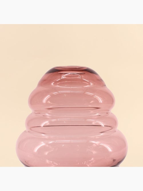 Vase anneaux en verre rose fait main 21cm - Kiabi