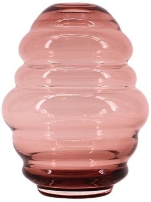 Vase anneaux en verre rose fait main, H21cm - Kiabi