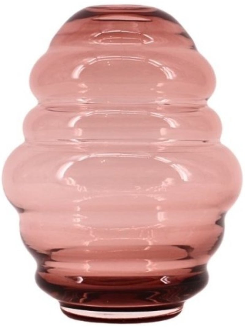 Vase anneaux en verre rose fait main, H21cm Rose - Kiabi