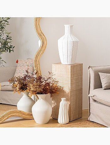 Vase antique "Nolwi" céramique blanc H48cm