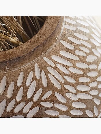 Vase arrondi motif devant bois MANGO WOOD