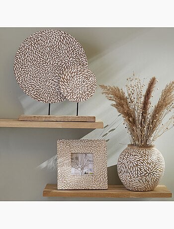 Vase arrondi motif devant bois MANGO WOOD