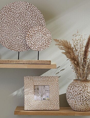 Vase arrondi motif devant bois MANGO WOOD