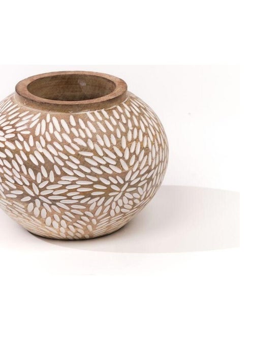 Vase arrondi motif devant bois MANGO WOOD - Kiabi