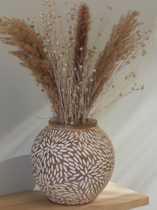 Vase arrondi motif devant bois MANGO WOOD - Kiabi