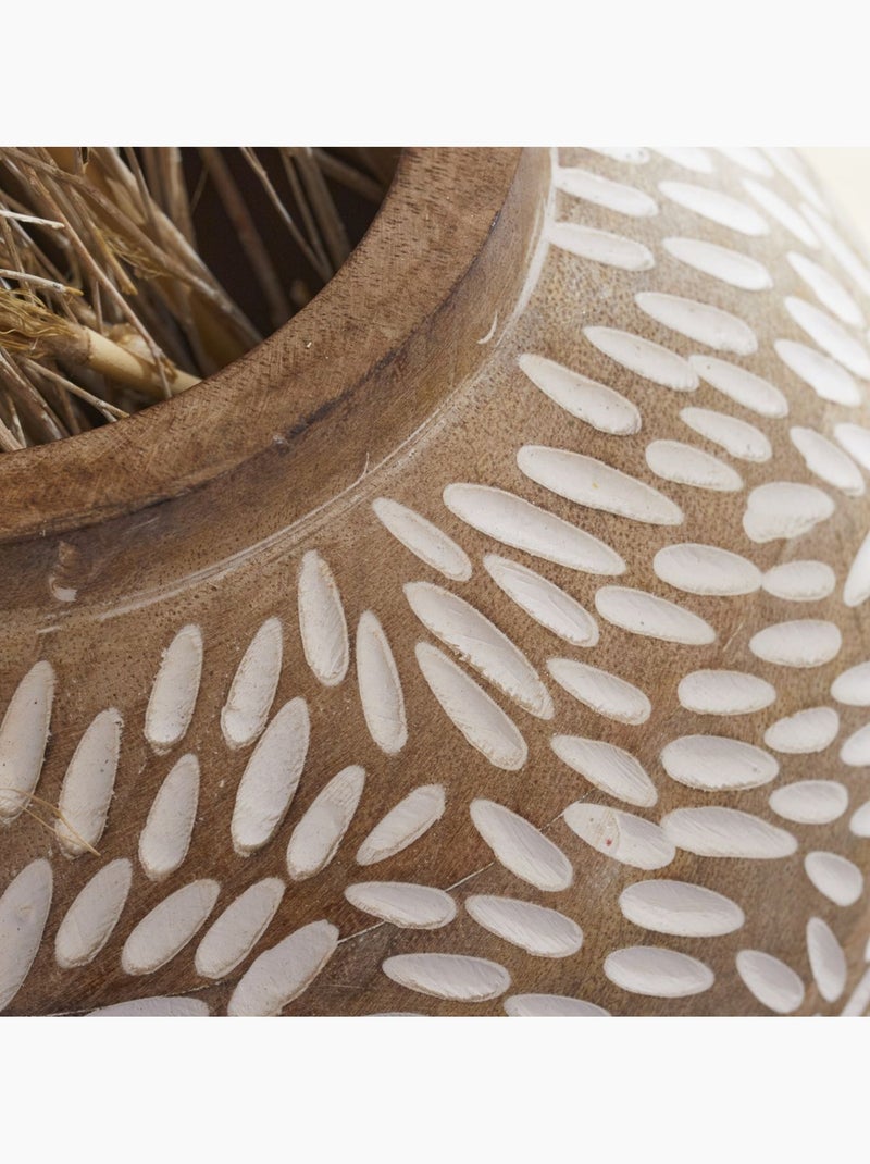 Vase arrondi motif devant bois MANGO WOOD Beige - Kiabi