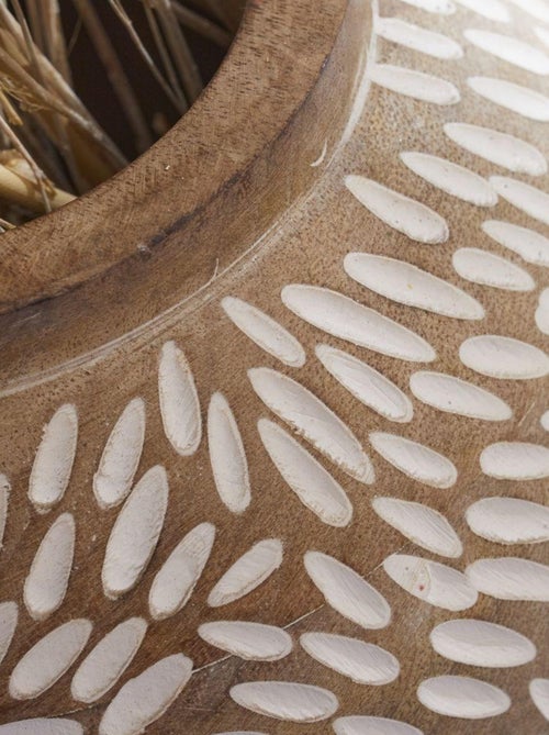 Vase arrondi motif devant bois MANGO WOOD - Kiabi