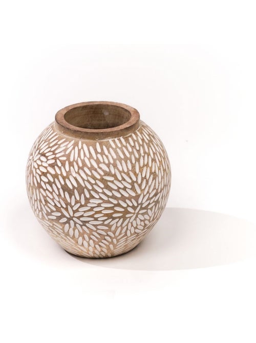 Vase arrondi motif devant bois MANGO WOOD - Kiabi Vase arrondi motif devant bois MANGO WOOD - Kiabi