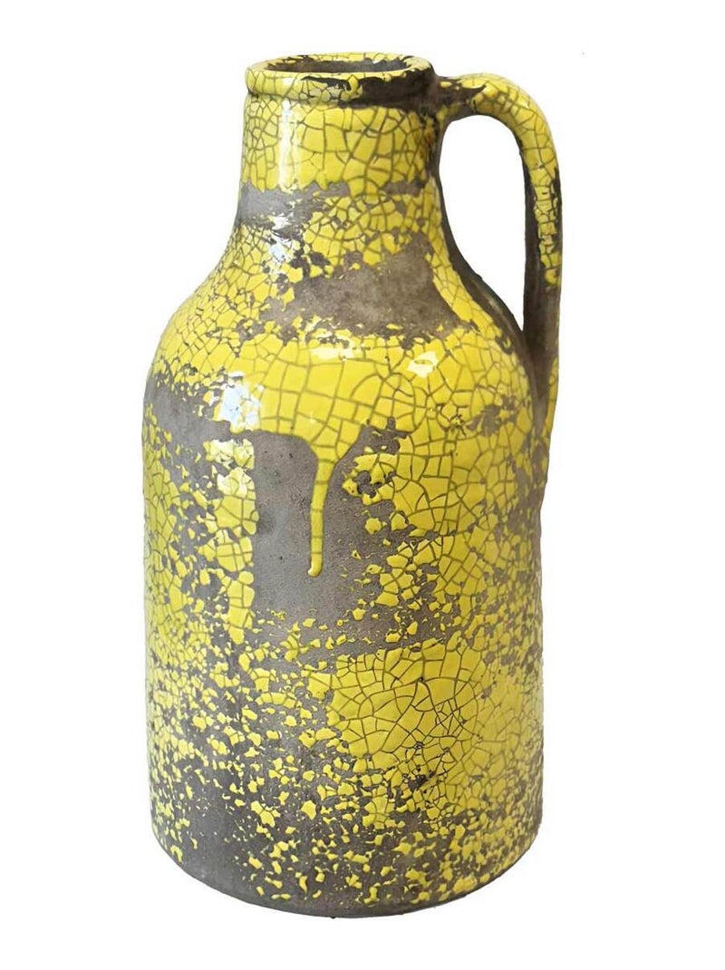 Vase artisanal en céramique jaune vitrifié 29 cm Jaune - Kiabi