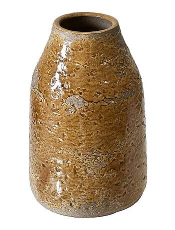 Vase artisanal en céramique moutarde vitrifié 22 cm