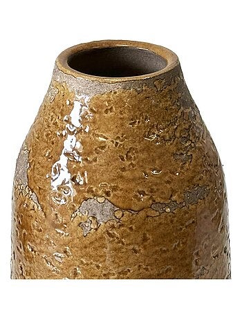 Vase artisanal en céramique moutarde vitrifié 22 cm