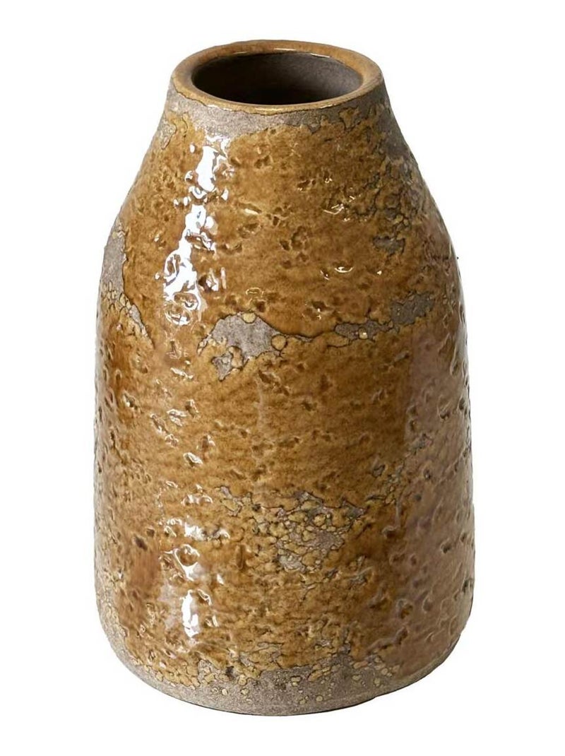 Vase artisanal en céramique moutarde vitrifié 22 cm Moutarde - Kiabi