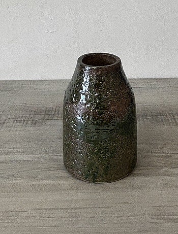 Vase artisanal en céramique vert vitrifié 22 cm