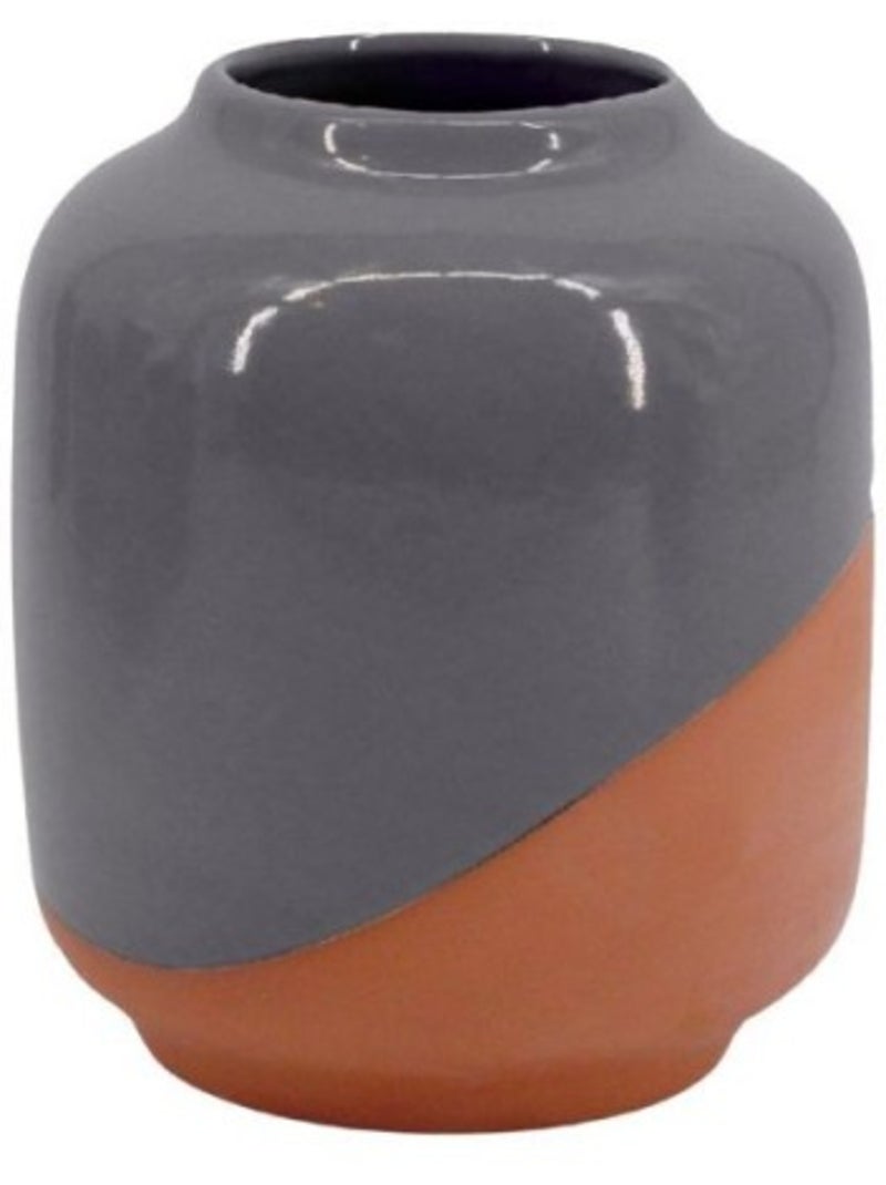 Vase bicolore terracotta, H16cm Gris - Kiabi