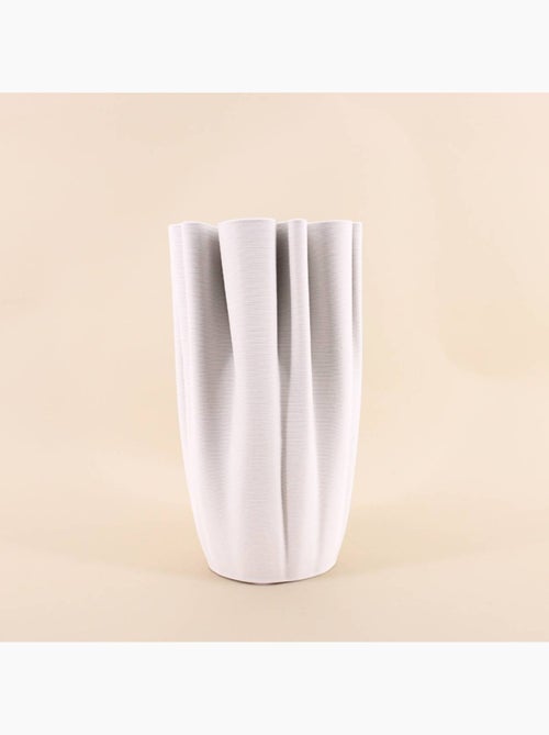 Vase blanc en céramique plissé 3D 28cm - Kiabi