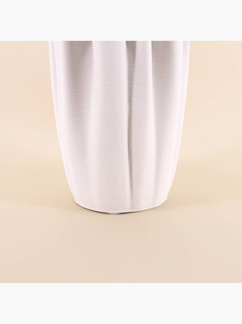 Vase blanc en céramique plissé 3D, H28cm Blanc - Kiabi