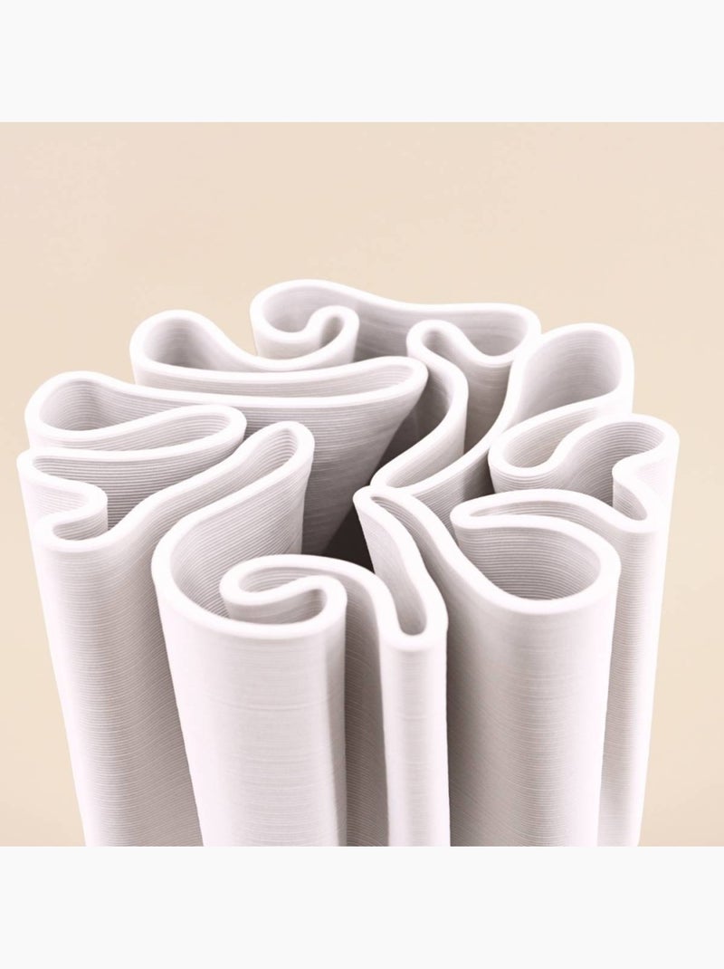 Vase blanc en céramique plissé 3D, H28cm Blanc - Kiabi