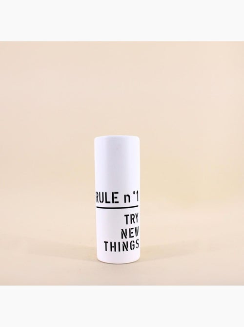 Vase blanc rond avec mot déco 21cm - Kiabi