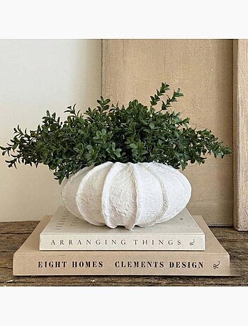 Vase boule en papier maché blanc 37cm