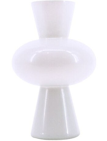 Vase boule en verre blanc, H21cm
