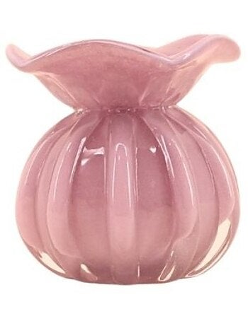 Vase boule plissé en verre opaque 11cm