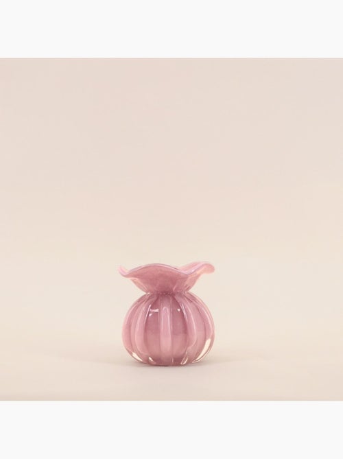 Vase boule plissé en verre opaque 11cm - Kiabi