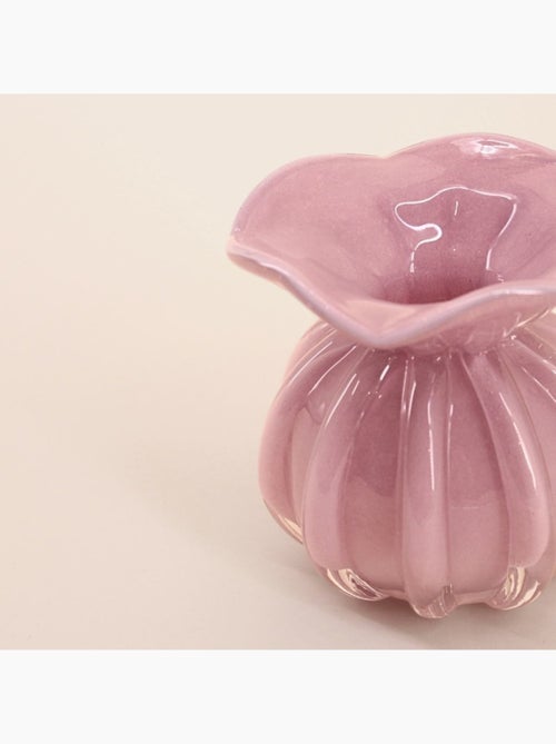 Vase boule plissé en verre opaque 11cm - Kiabi