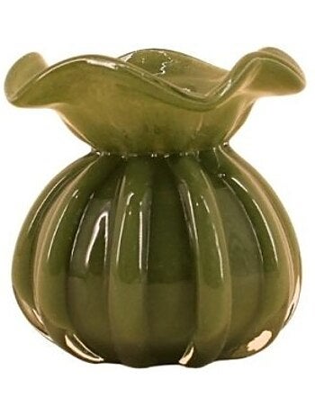 Vase boule plissé en verre opaque 11cm