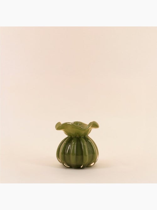Vase boule plissé en verre opaque 11cm - Kiabi