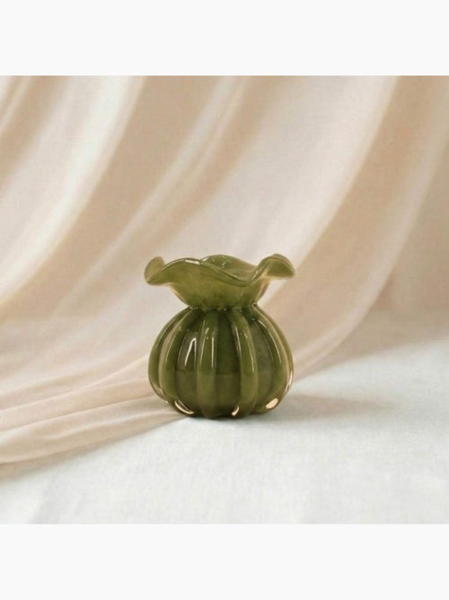 Vase boule plissé en verre opaque 11cm - Kiabi