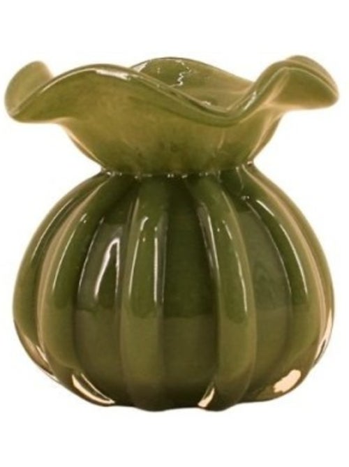 Vase boule plissé en verre opaque 11cm - Kiabi