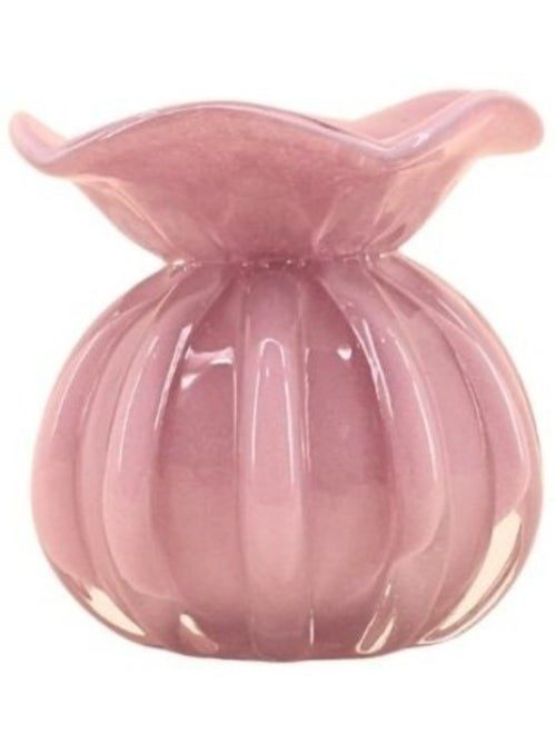 Vase boule plissé en verre opaque, H11cm - Kiabi