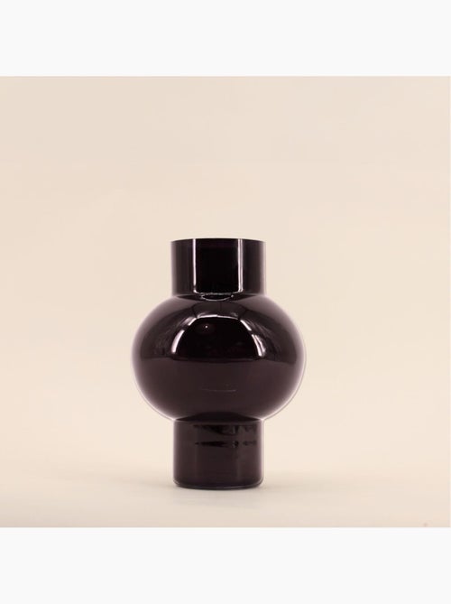 Vase boule talon en verre noir 21cm - Kiabi