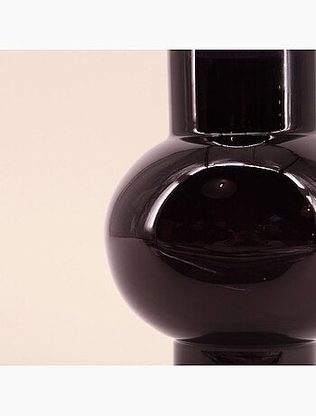 Vase boule talon en verre noir, H21cm
